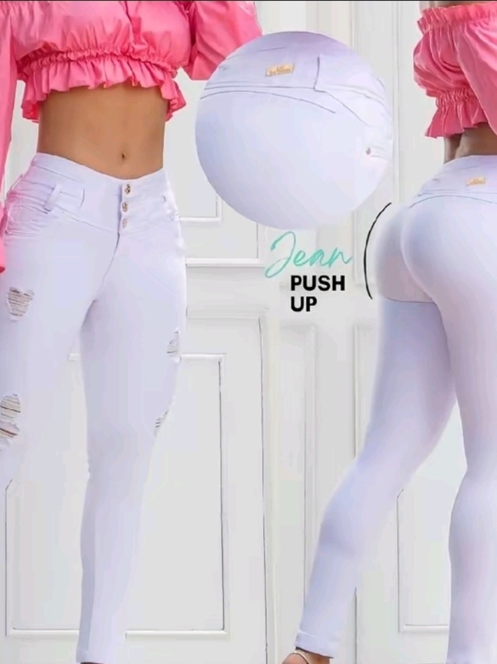 Colombian White Push-Up Skinny Jeans